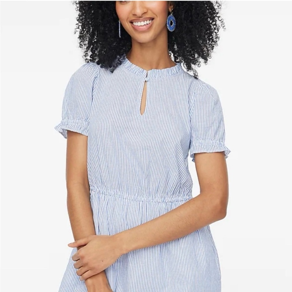 J. Crew Navy and White Striped Blouse